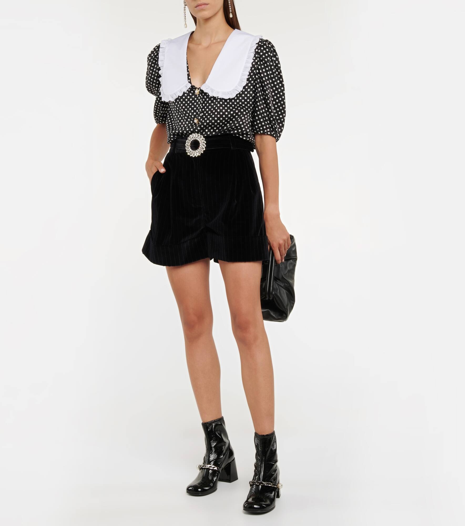 Embellished pinstripe velvet shorts - 2