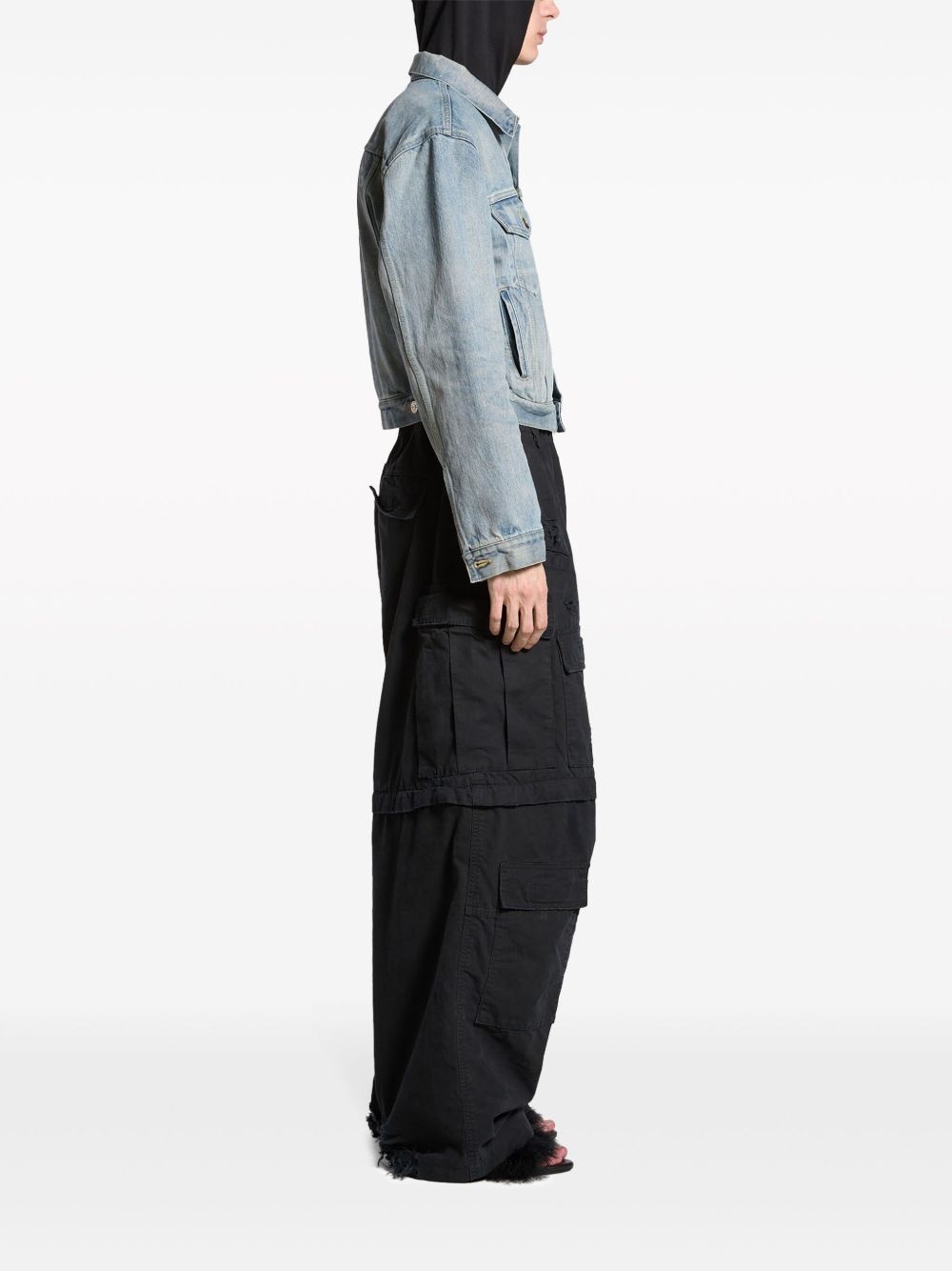 logo-print denim jacket - 3