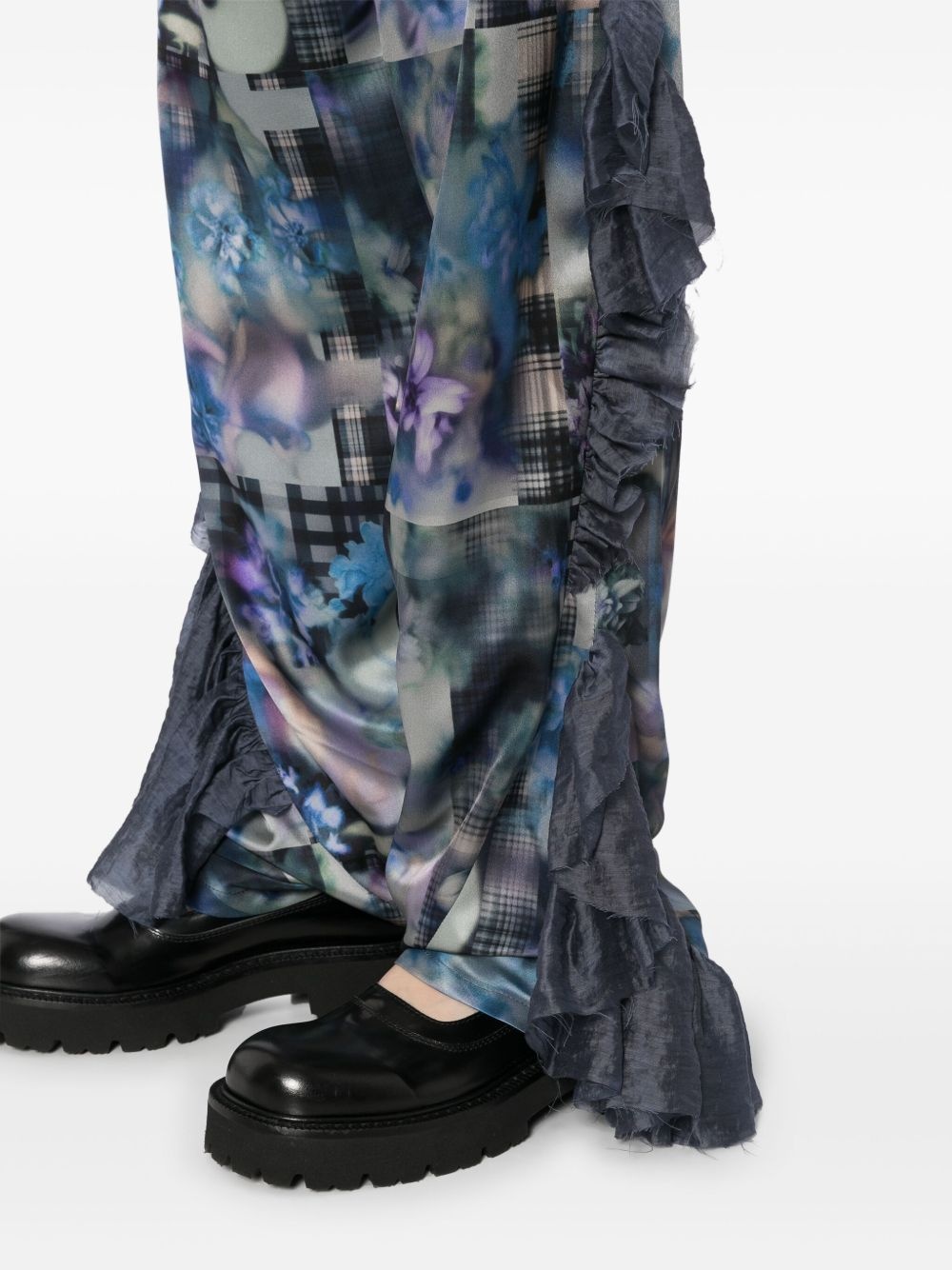 ruffle graphic-print trousers - 5
