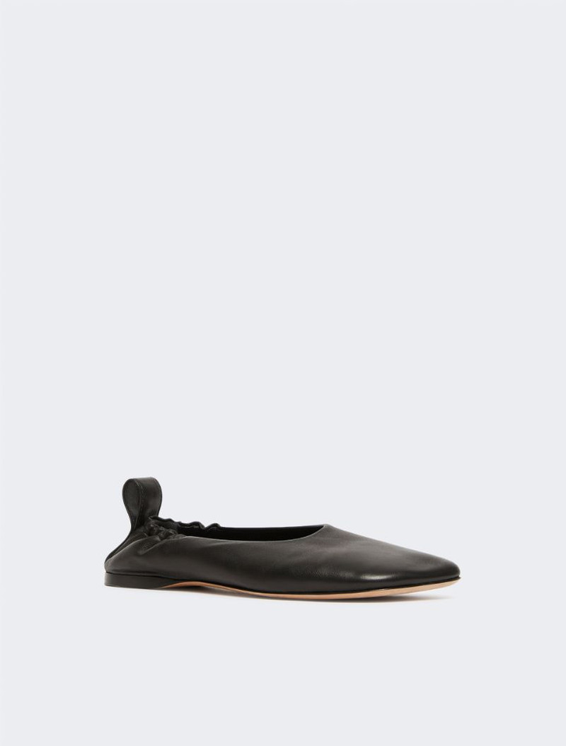 Sportmax Nappa leather ballerinas with ankle band - black outlook