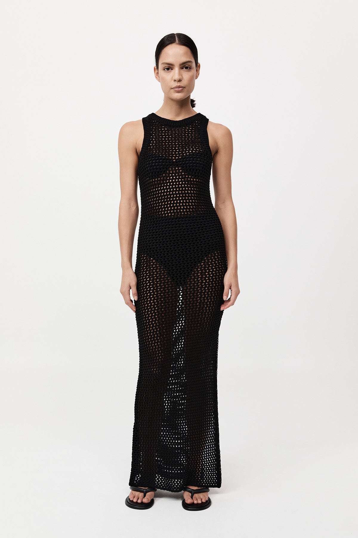Cotton Crochet Dress - Black - 2