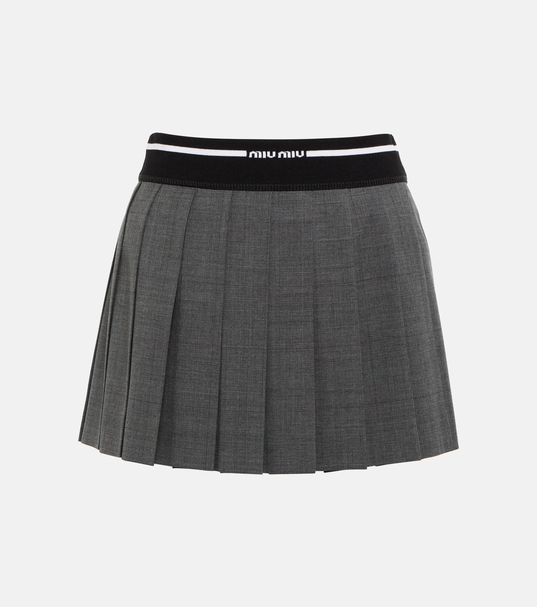 Pleated virgin wool mini skirt - 1