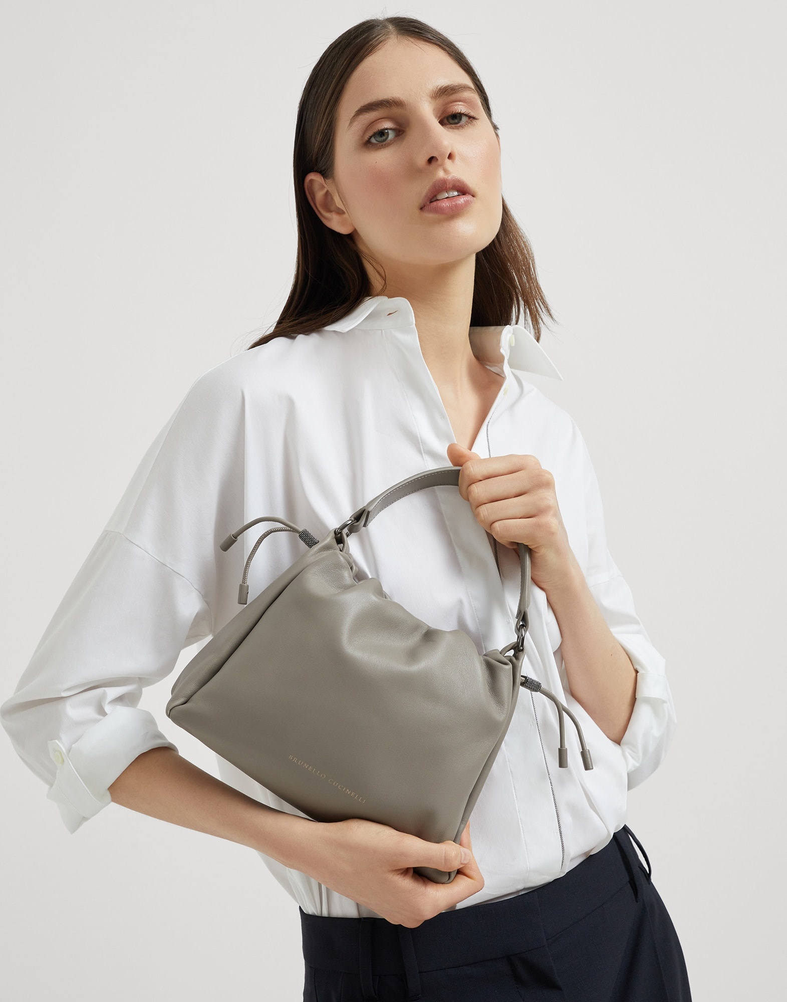 Mellow small bucket bag in soft leather with monili - 4