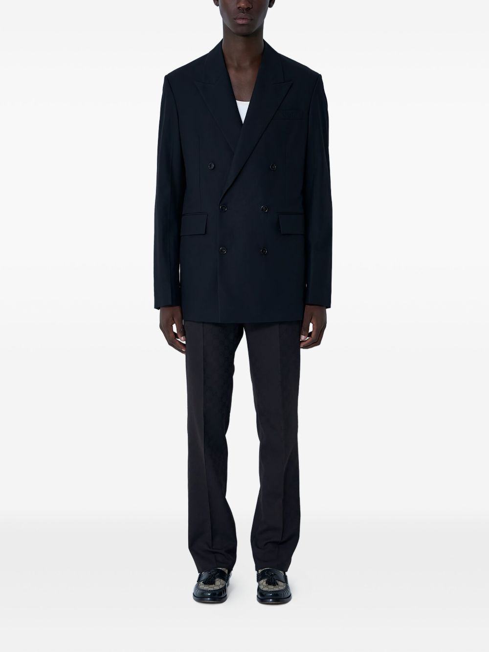 double-breasted notched-lapel blazer - 2
