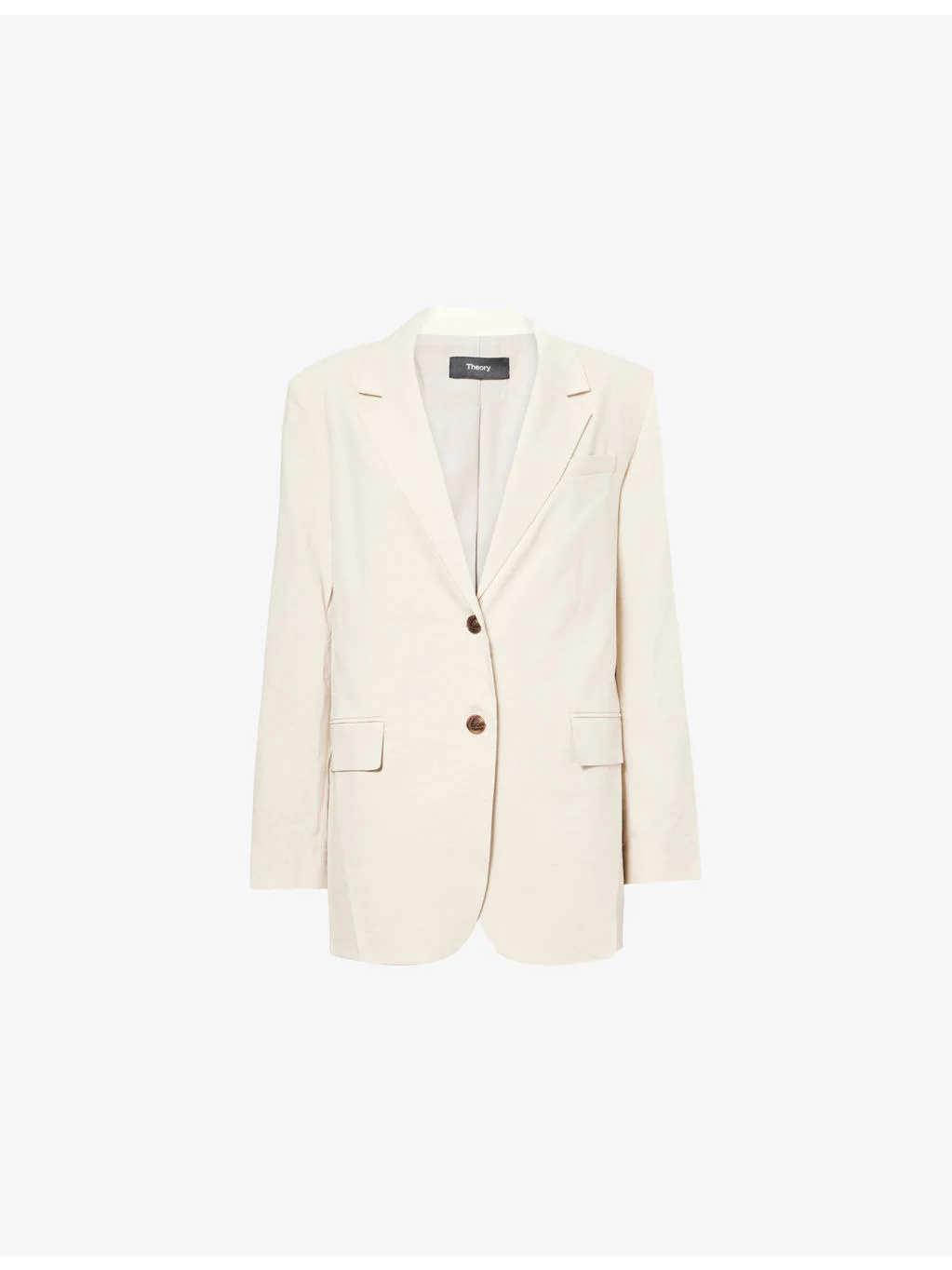 Notch-Lapels Two-Flap-Pockets Stretch-Linen Blazer - 1