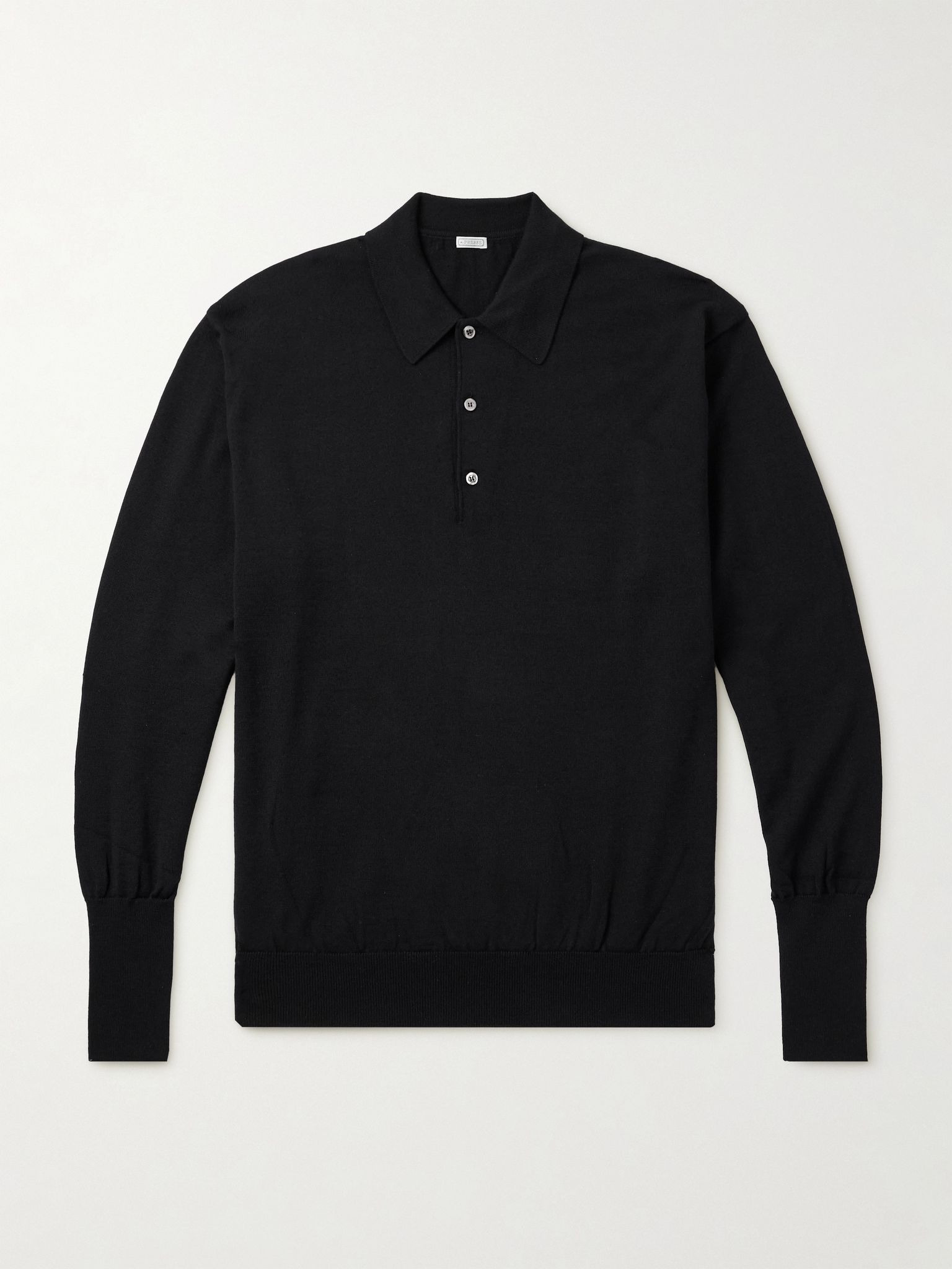 Wool Polo Shirt Black - 1