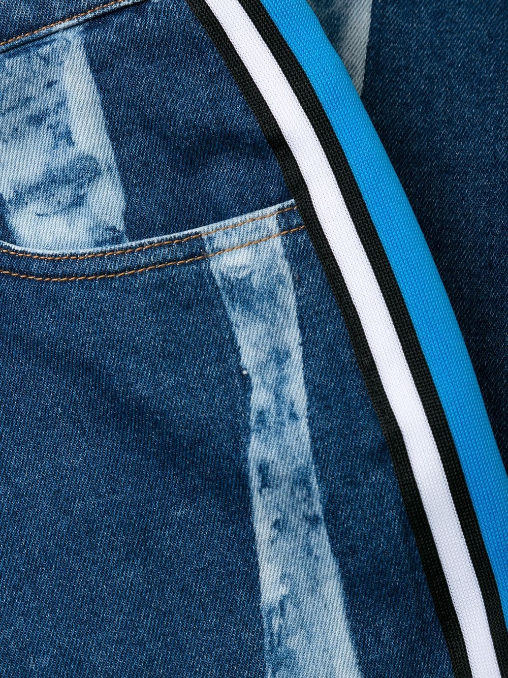 striped washed effect jeans - 6