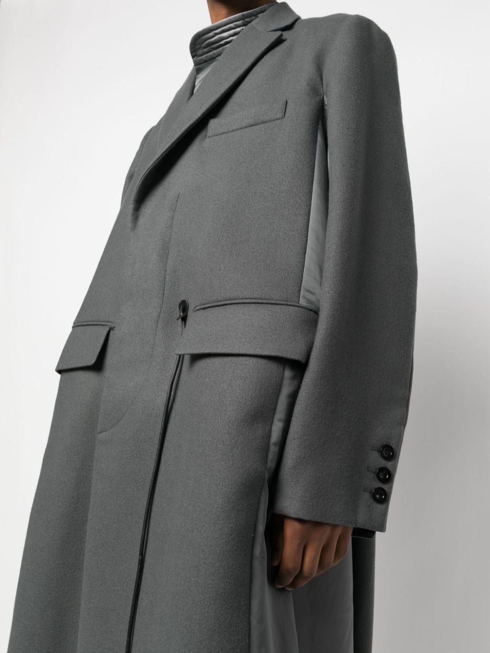 drawstring wool trench coat - 5