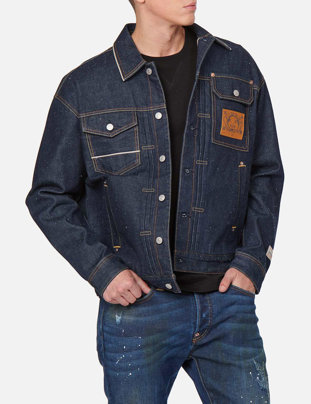 BRUSHSTROKE DAICOCK DISCHARGED DENIM JACKET - 4