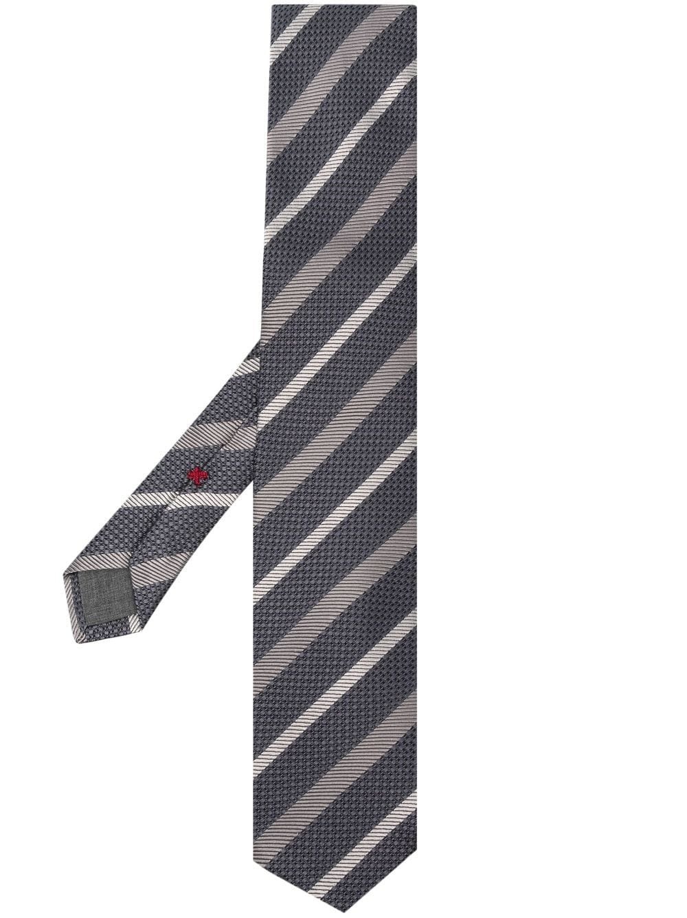 diagonal-stripe silk tie - 1