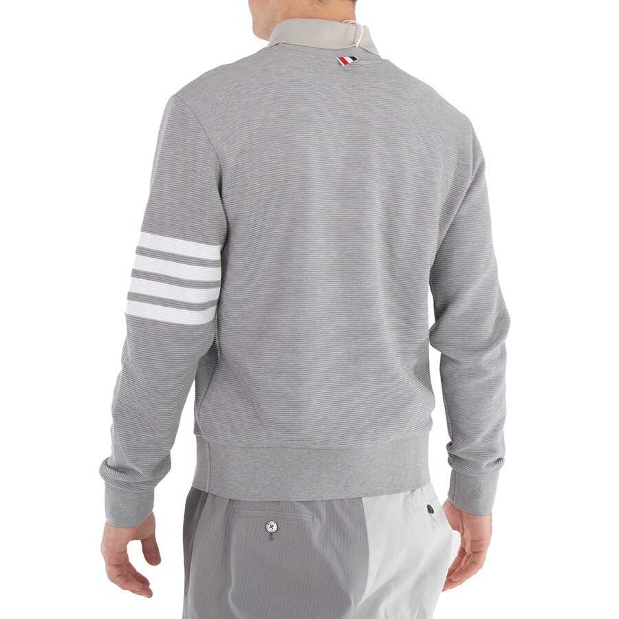Thom Browne Men's Light Grey 4-Bar Stripe Sleeve Sweatshirt - 4