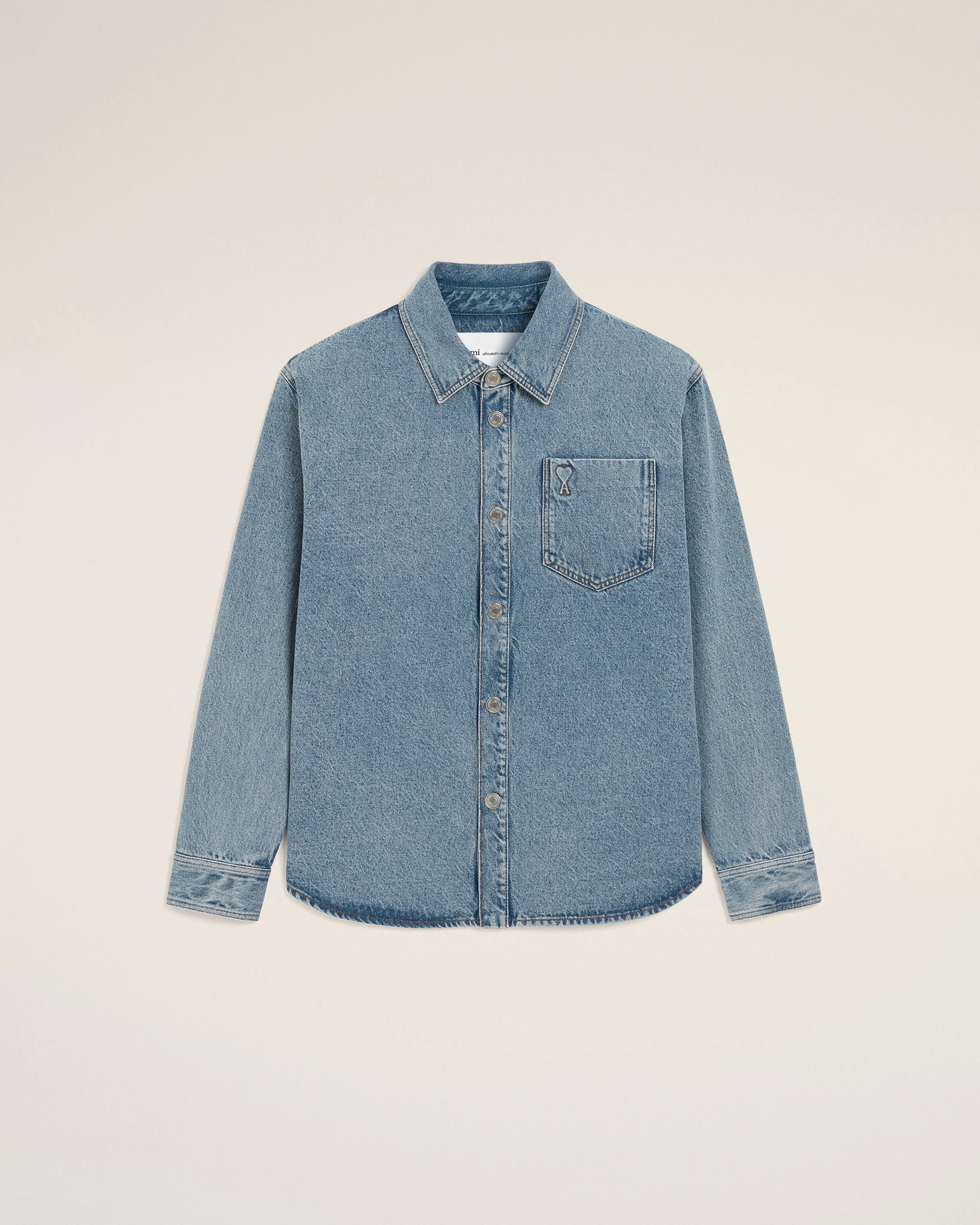 BLUE COTTON OVERSHIRT WITH AMI DE COEUR - 1