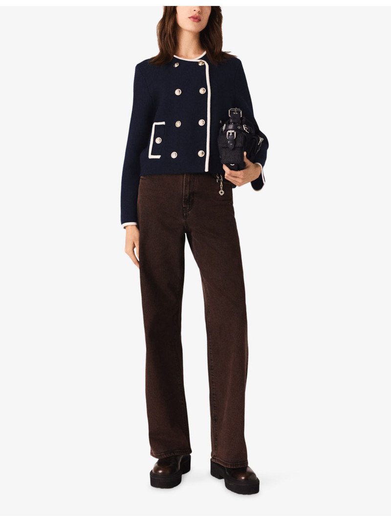 maje Structured Contrast-Trim Wool-Blend Jacket outlook