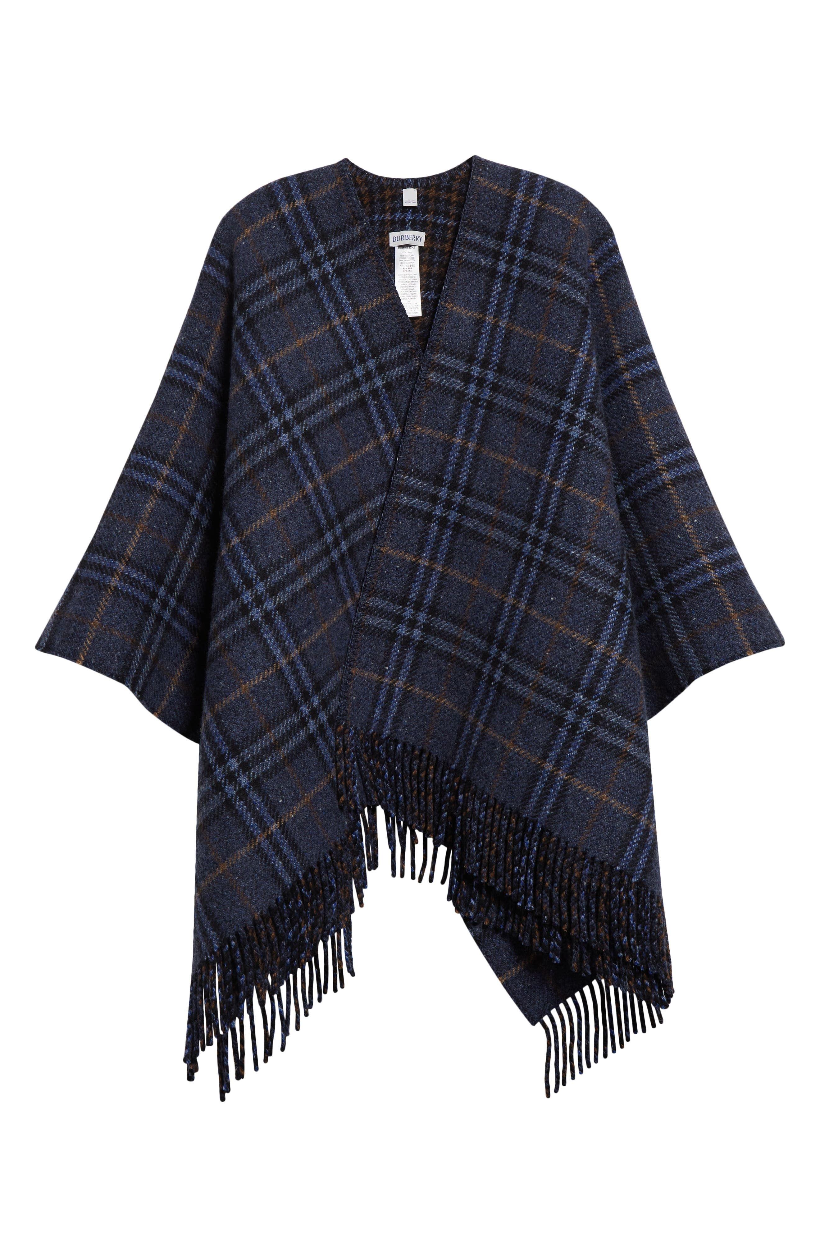 burberry Houndstooth Check Cashmere & Wool Cape in Midnight at Nordstrom - 6