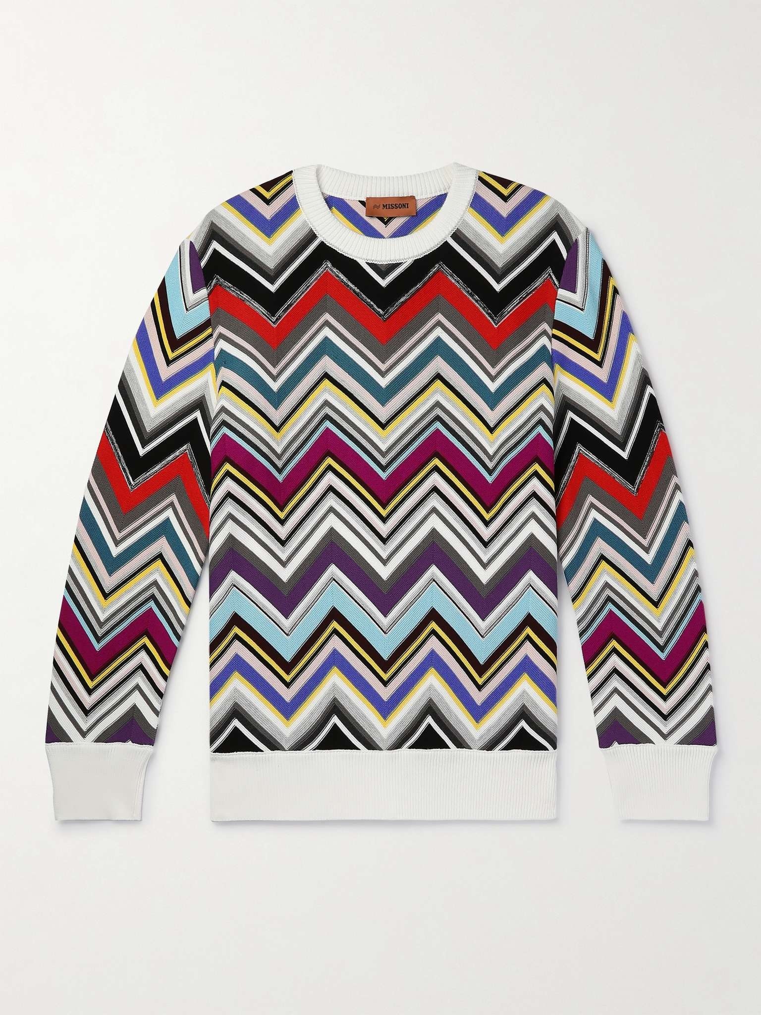 Slim-Fit Striped Crochet-Knit Cotton Sweater - 2