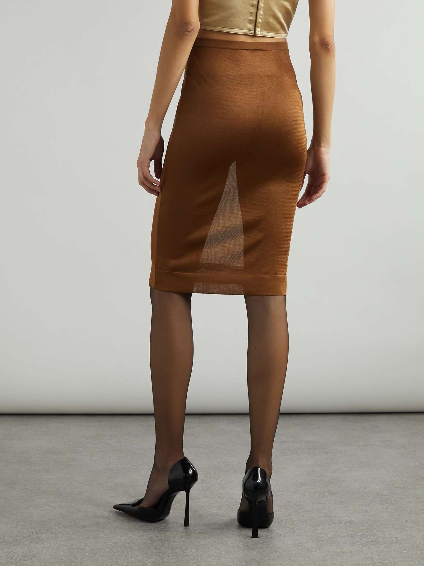 Satin-jersey midi skirt - 4