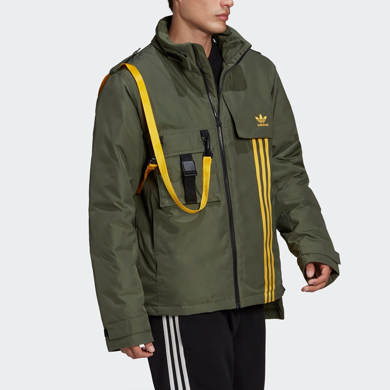 adidas originals Back Large logo Cargo Sports Down Jacket Basic Green GJ6737 - 3