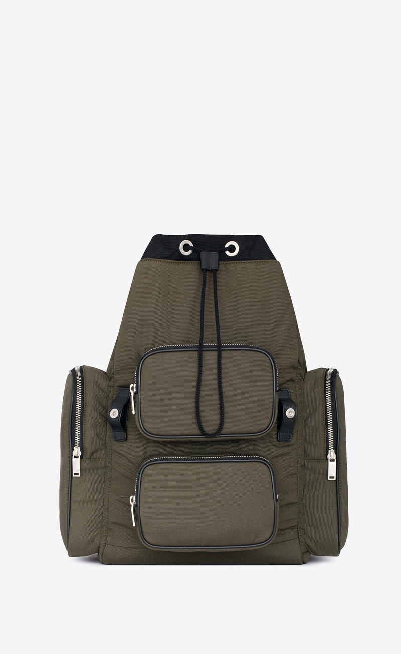 city multipocket backpack in canvas, smooth leather and nylon 4