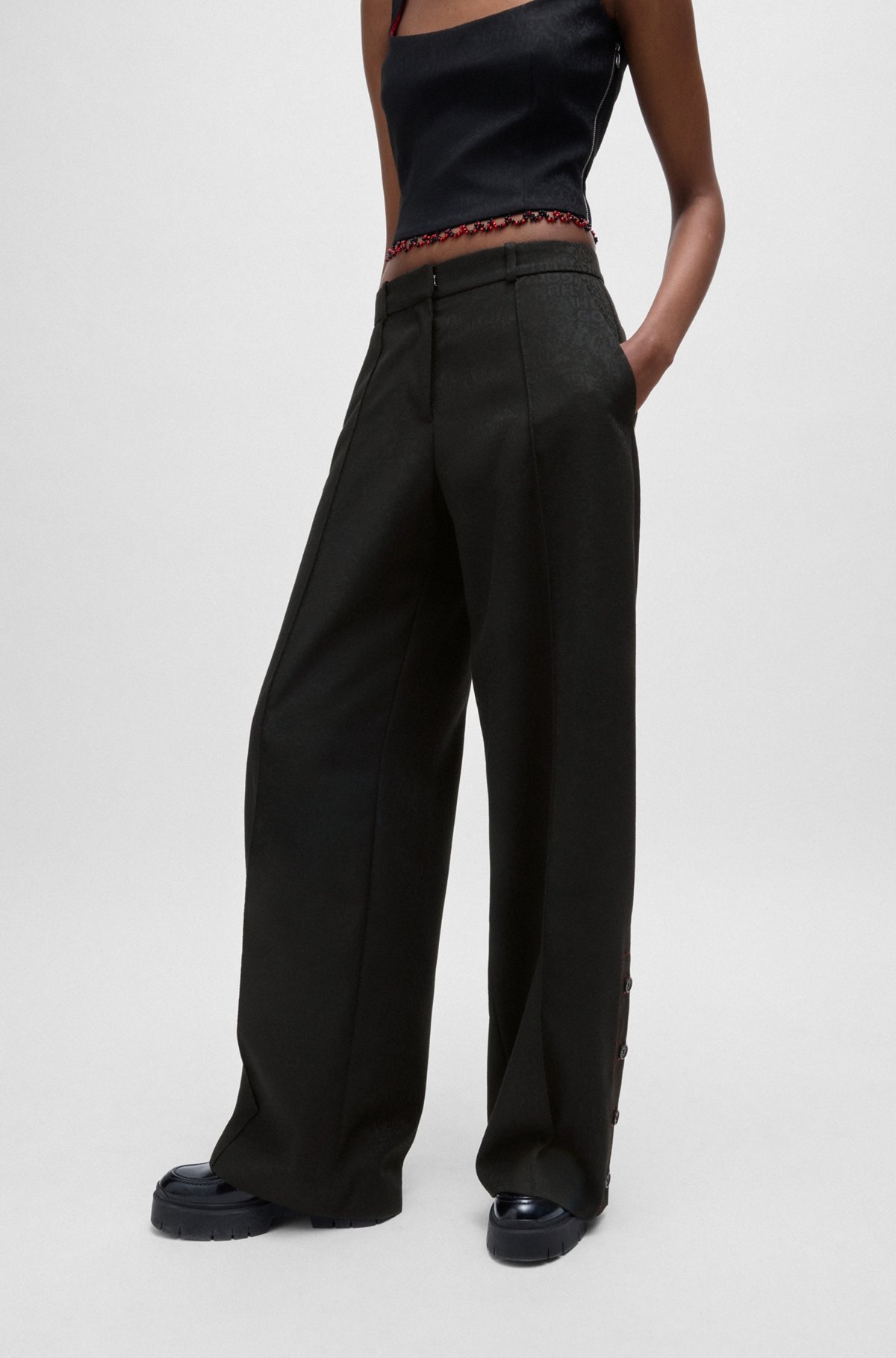 HUGO X LES BENJAMINS RELAXED-FIT TROUSERS IN JACQUARD FABRIC - 2