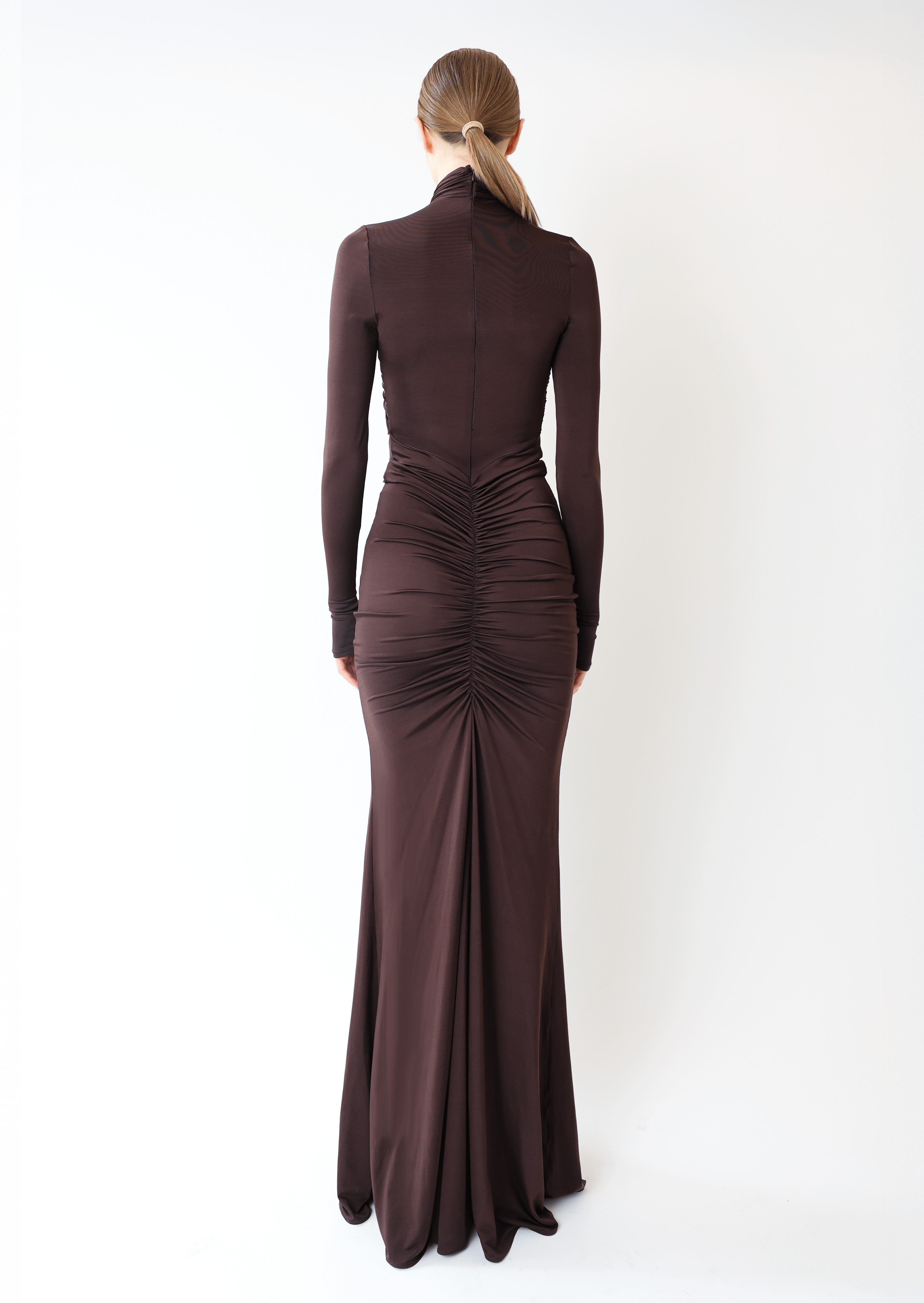 Jersey Halter Ruched Gown - 3