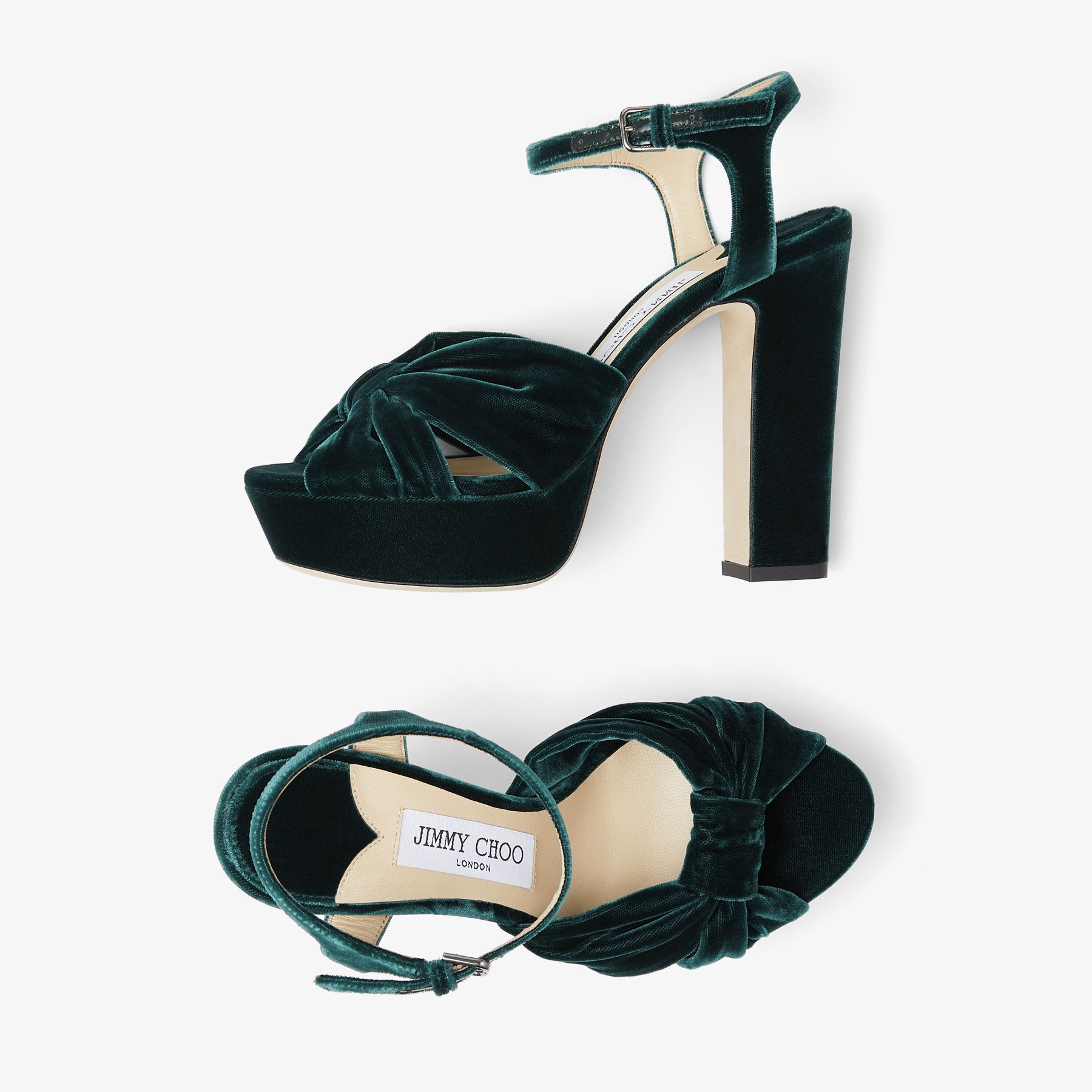 Heloise 120
Dark Green Velvet Platform Sandals - 5