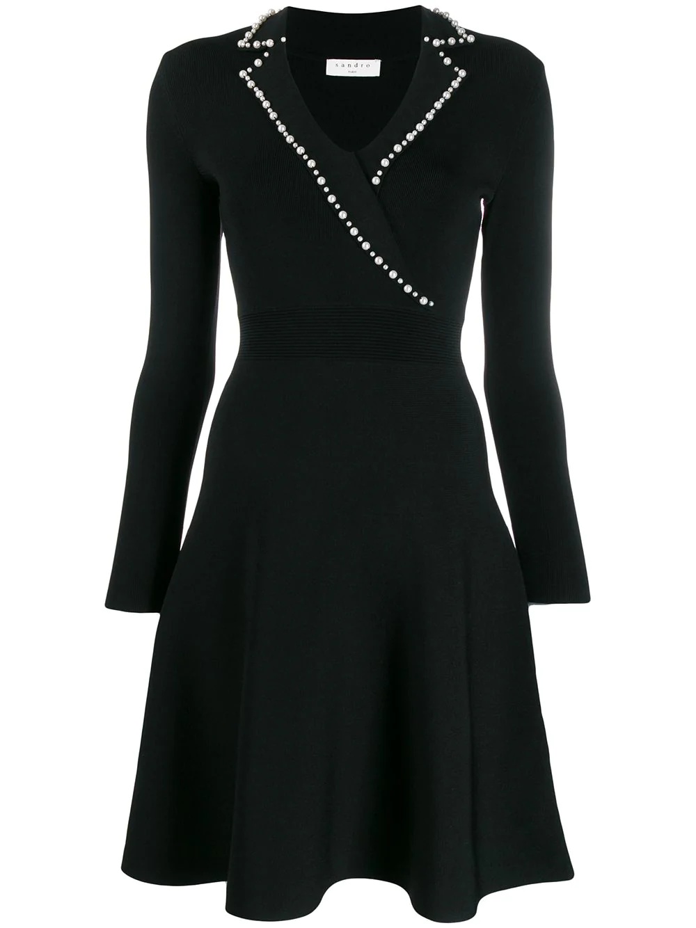 faux-pearl trim dress - 1