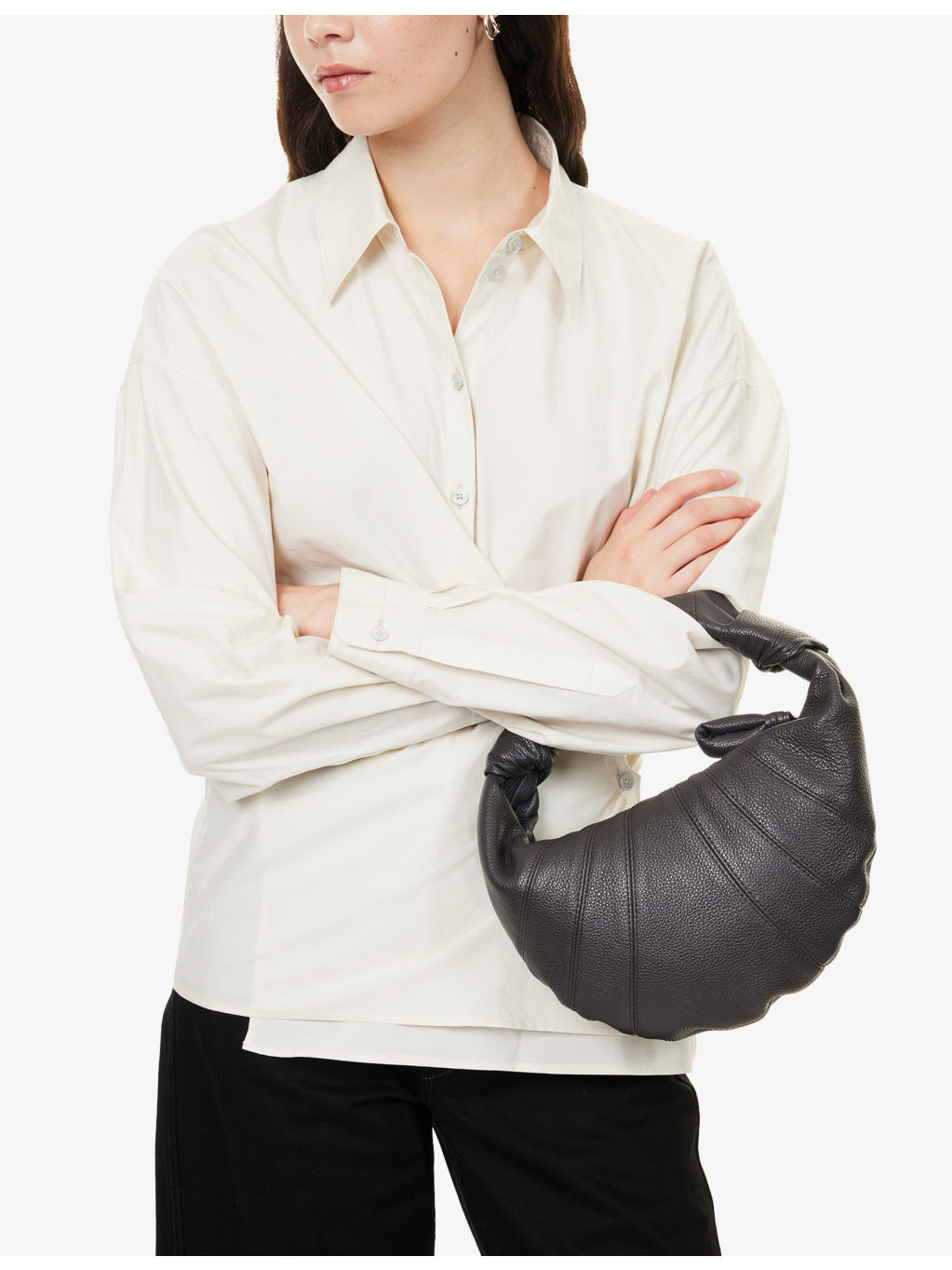 Mini Fortune Croissant Leather Shoulder Bag - 3