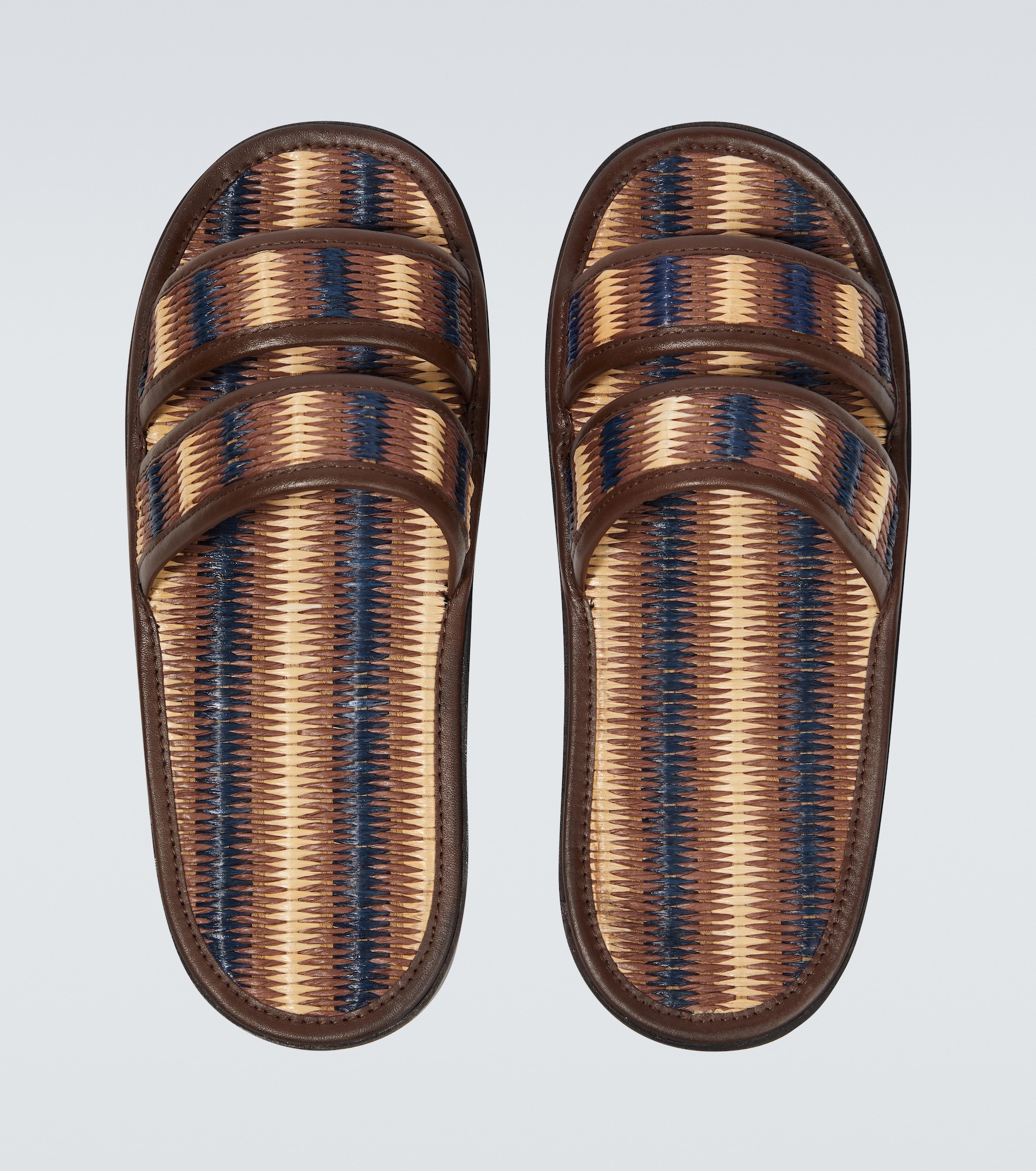 Duotone leather-trimmed slides - 4
