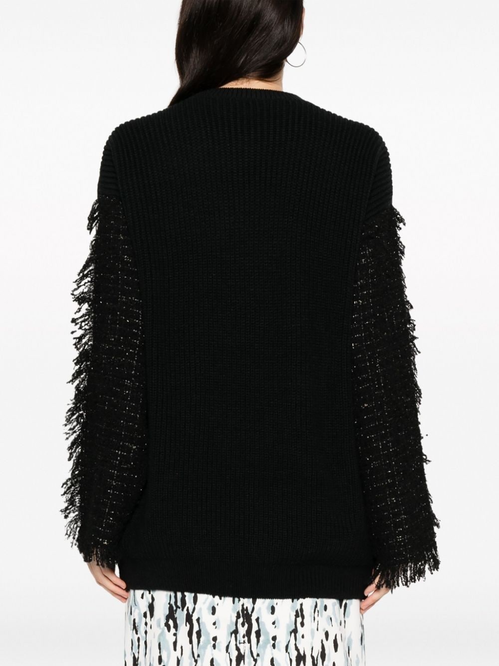 frayed-detaling ribbed-knit jumper - 4