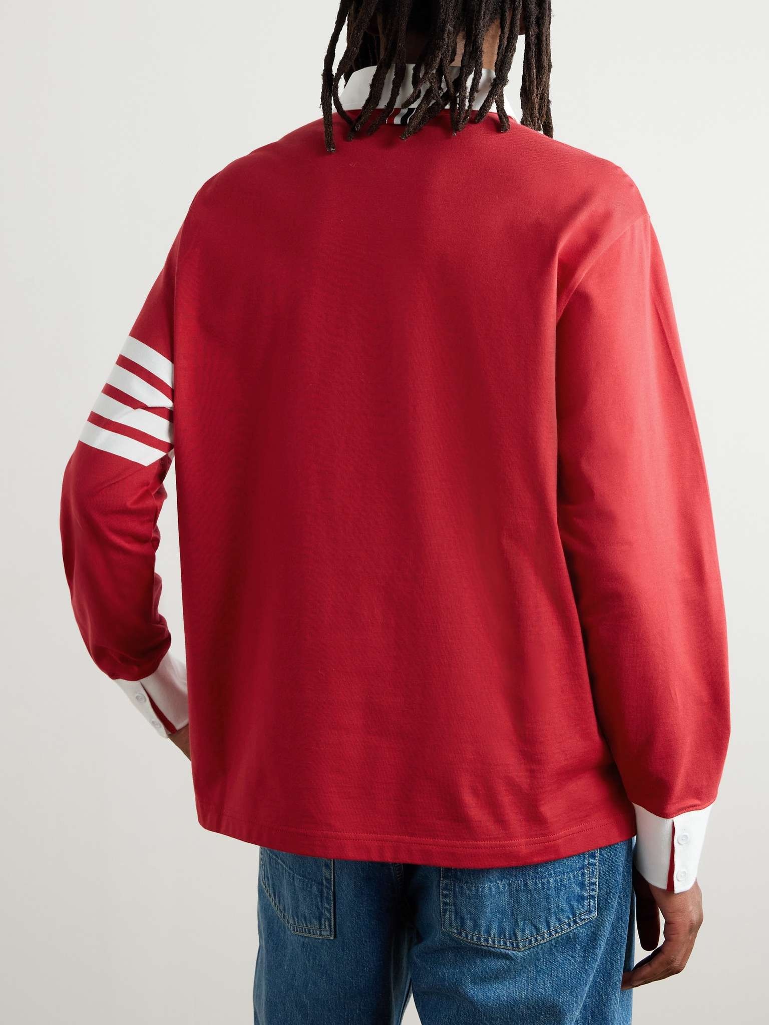 Logo-Appliquéd Striped Cotton-Jersey Polo Shirt - 3