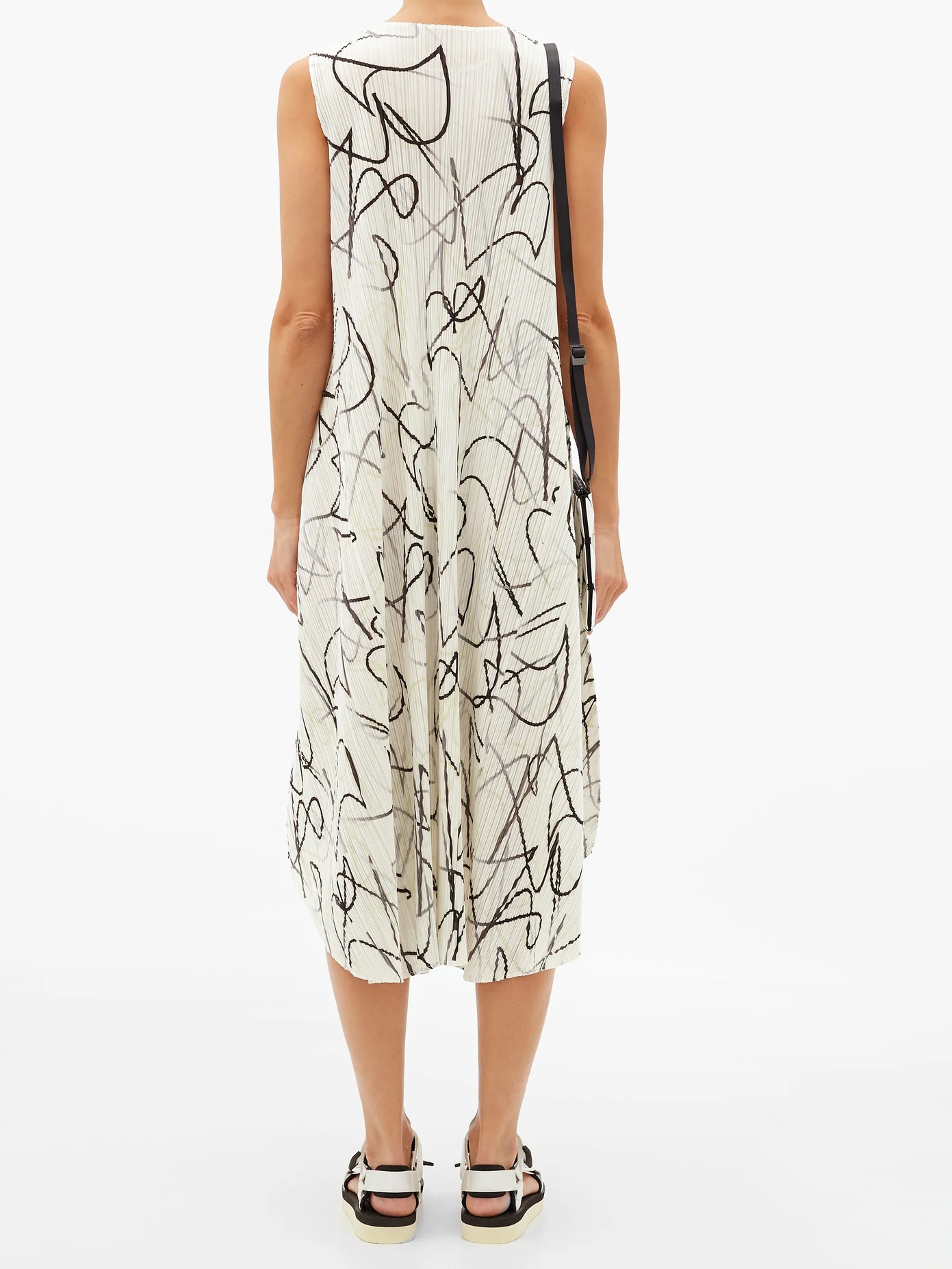 Squiggle-print technical-pleated midi dress - 5