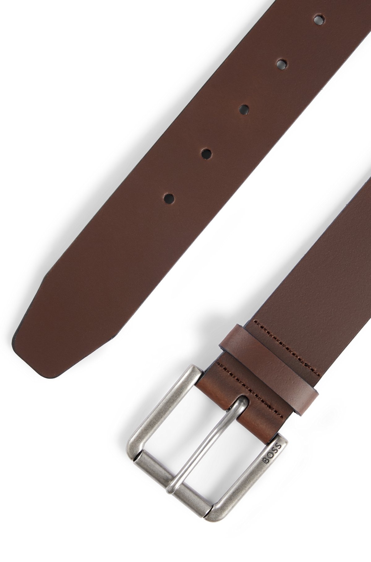 LEATHER BELT WITH BRANDED PIN BUCKLE - 4