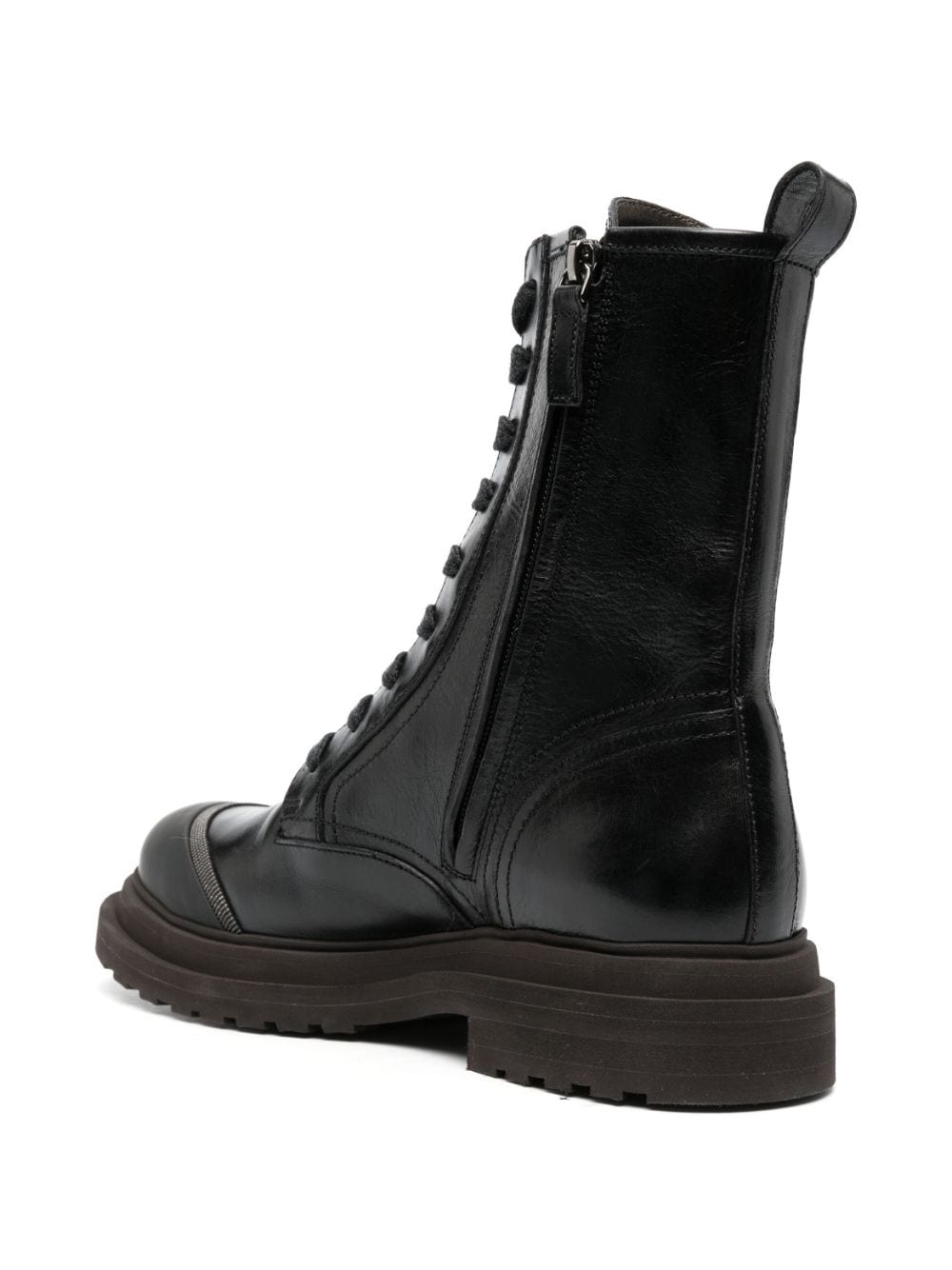 lace-up leather combat boots - 3