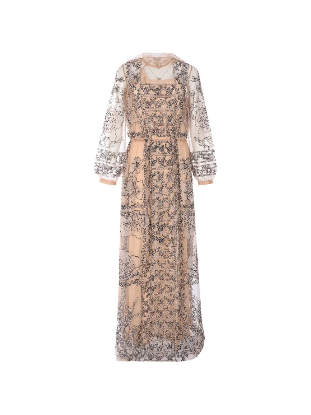 embroidered beaded tulle maxi dress - 1