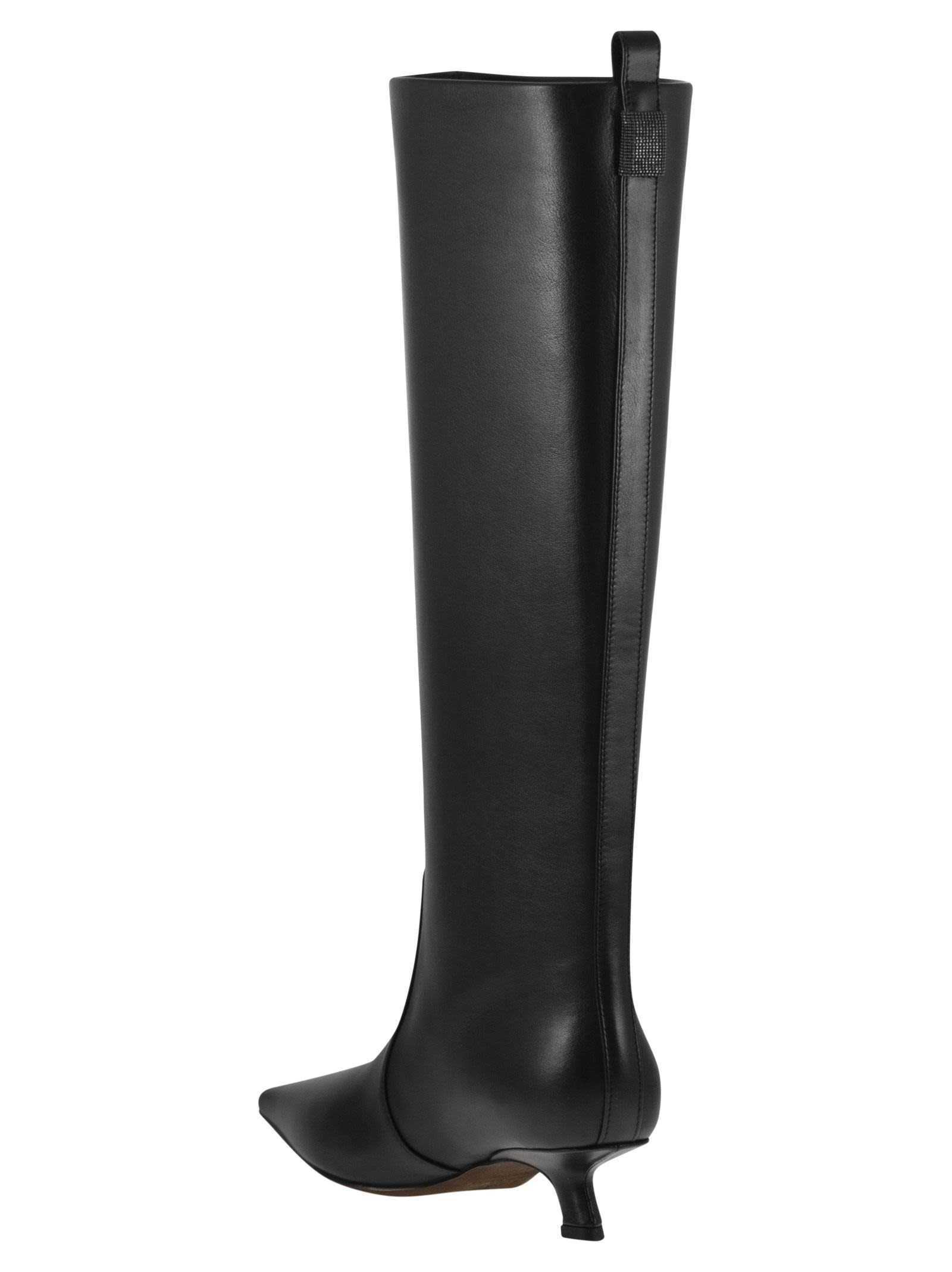 Brunello Cucinelli Women Nappa Leather Boots With Shiny Loop Detail - 3
