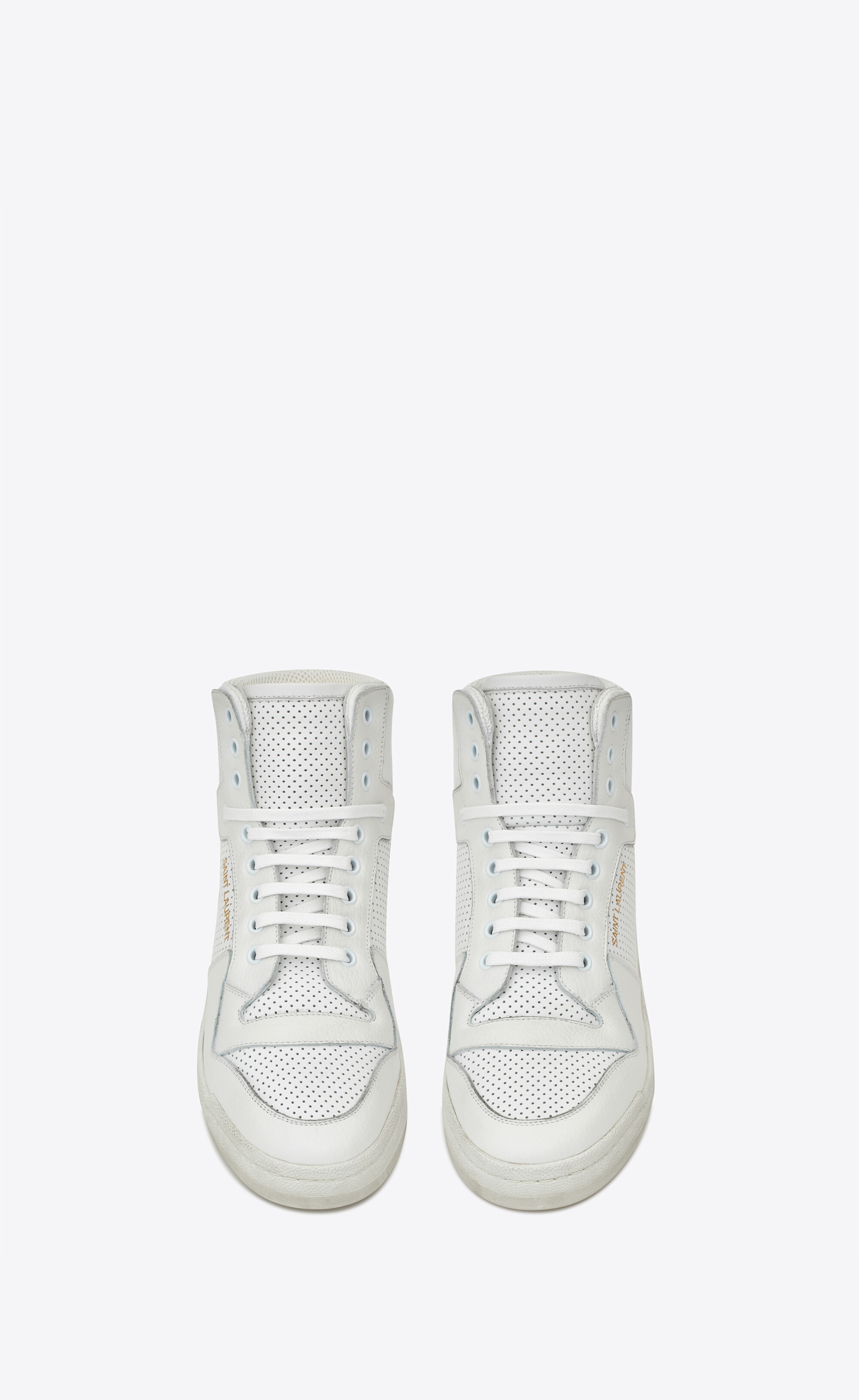 SAINT LAURENT sl24 mid-top sneakers in used-look perforated