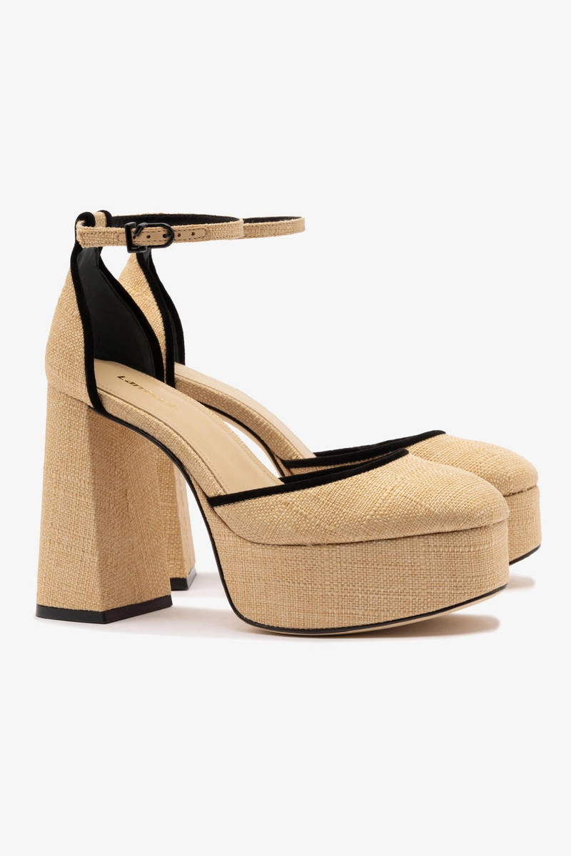 Ari Pump In Beige Raffia and Black Trimming 3