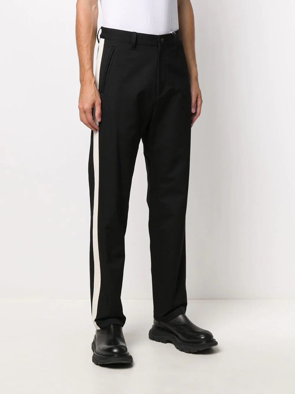 side-stripe straight-fit trousers - 3