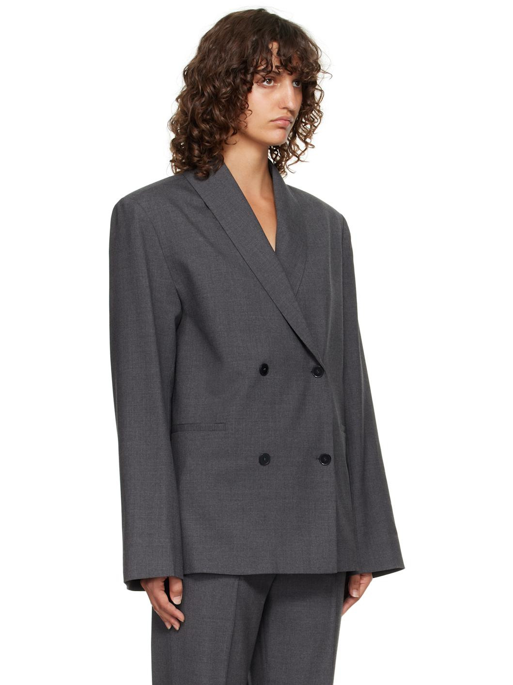 Gray Sancia LDS Double Breasted Shawl Collar Blazer - 2