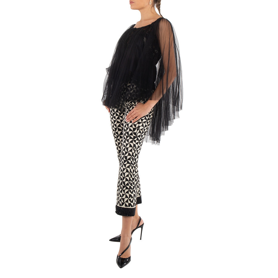 Alexander Wang Lace-Embroidered Charmeuse Tunic Top - 6