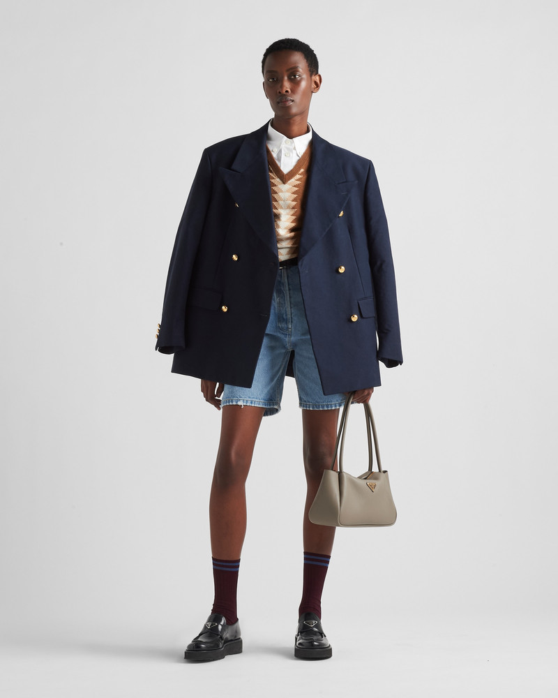 Prada Double-breasted cotton satin jacket outlook