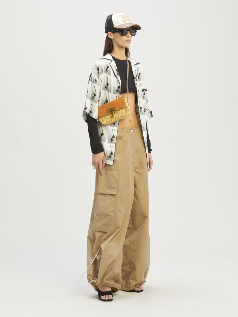 Palm Angels Woven Palm Bridge Suede Bag outlook