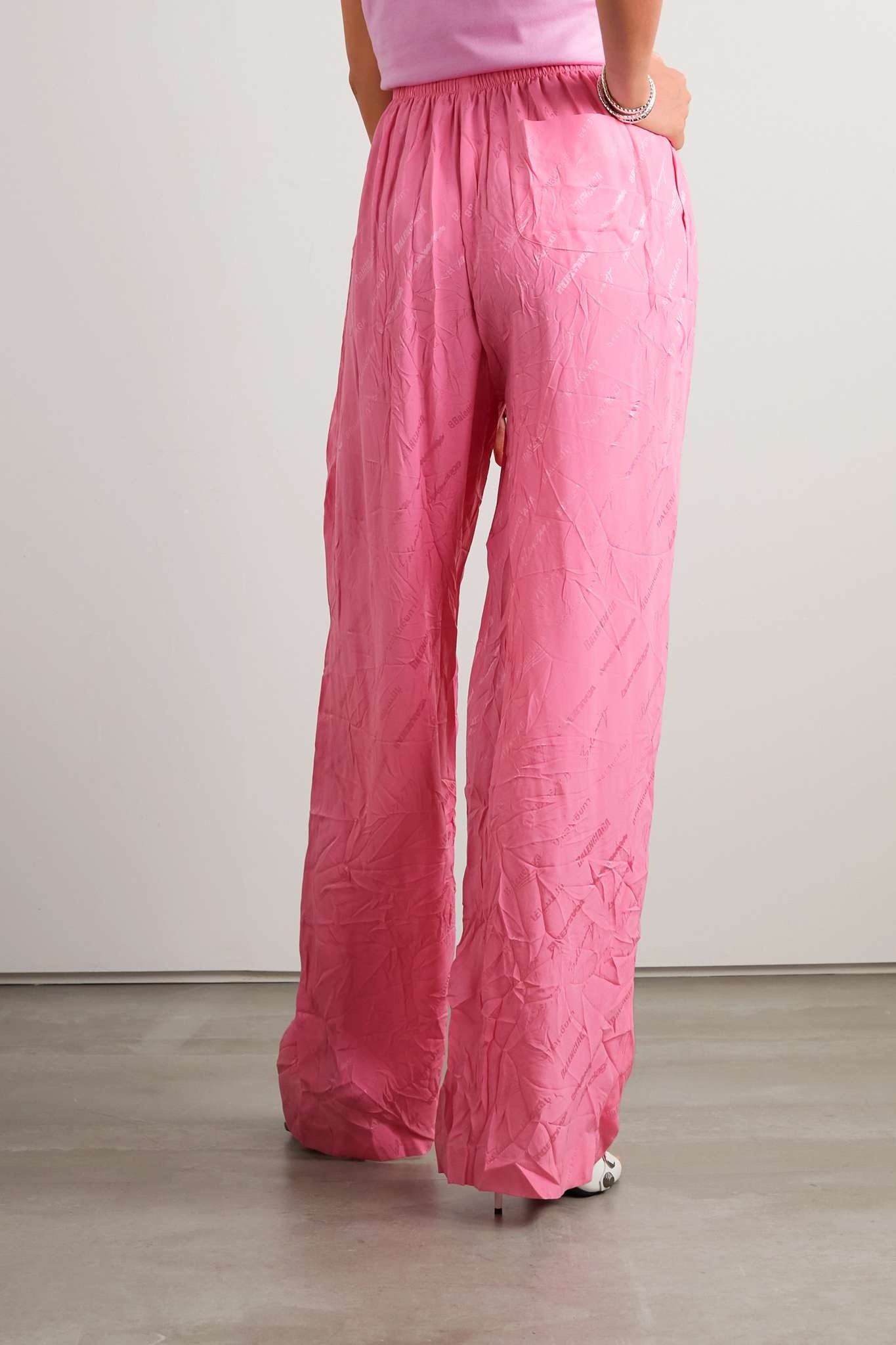 Crinkled silk-jacquard pants - 3