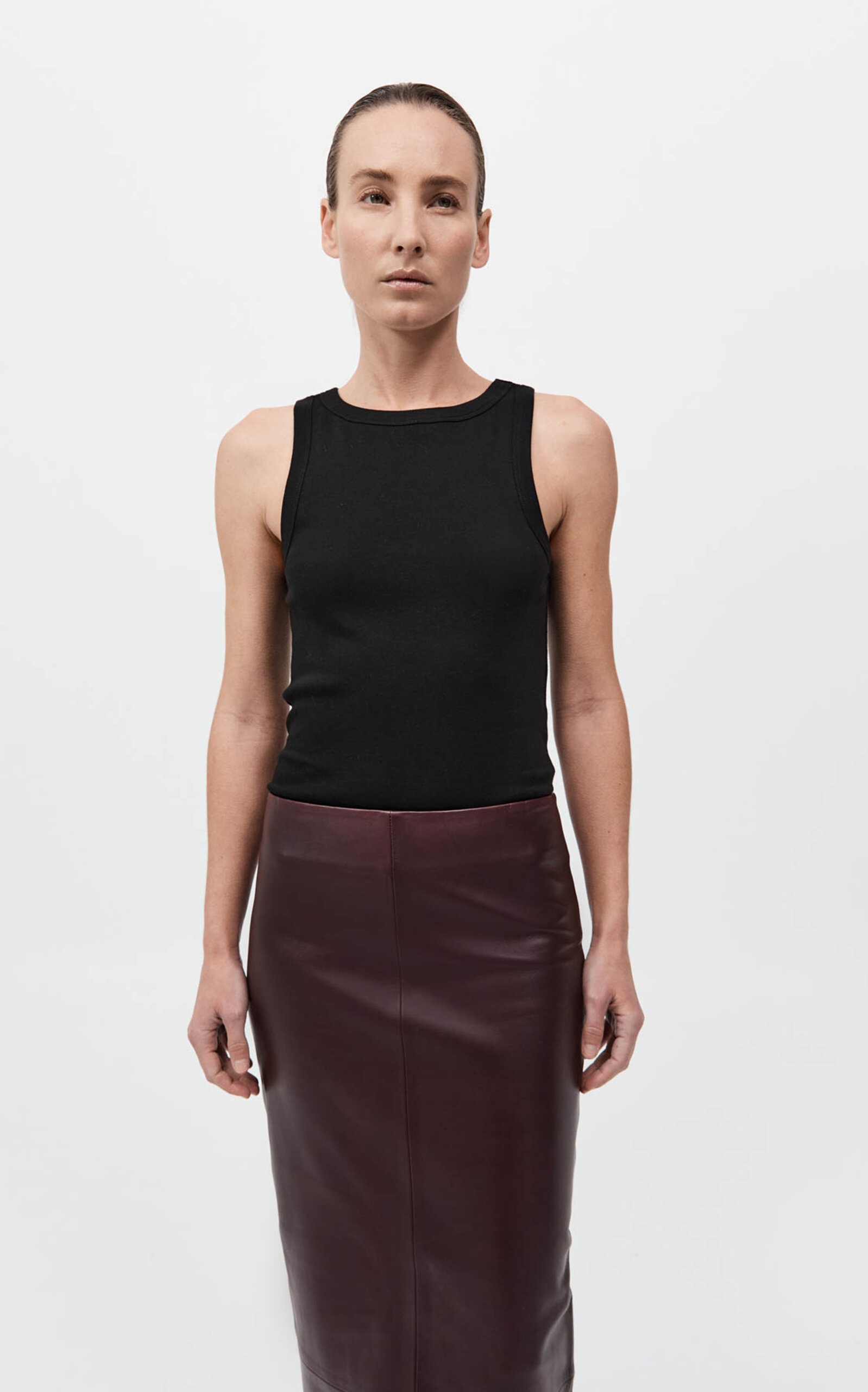 Leather Column Skirt red - 7