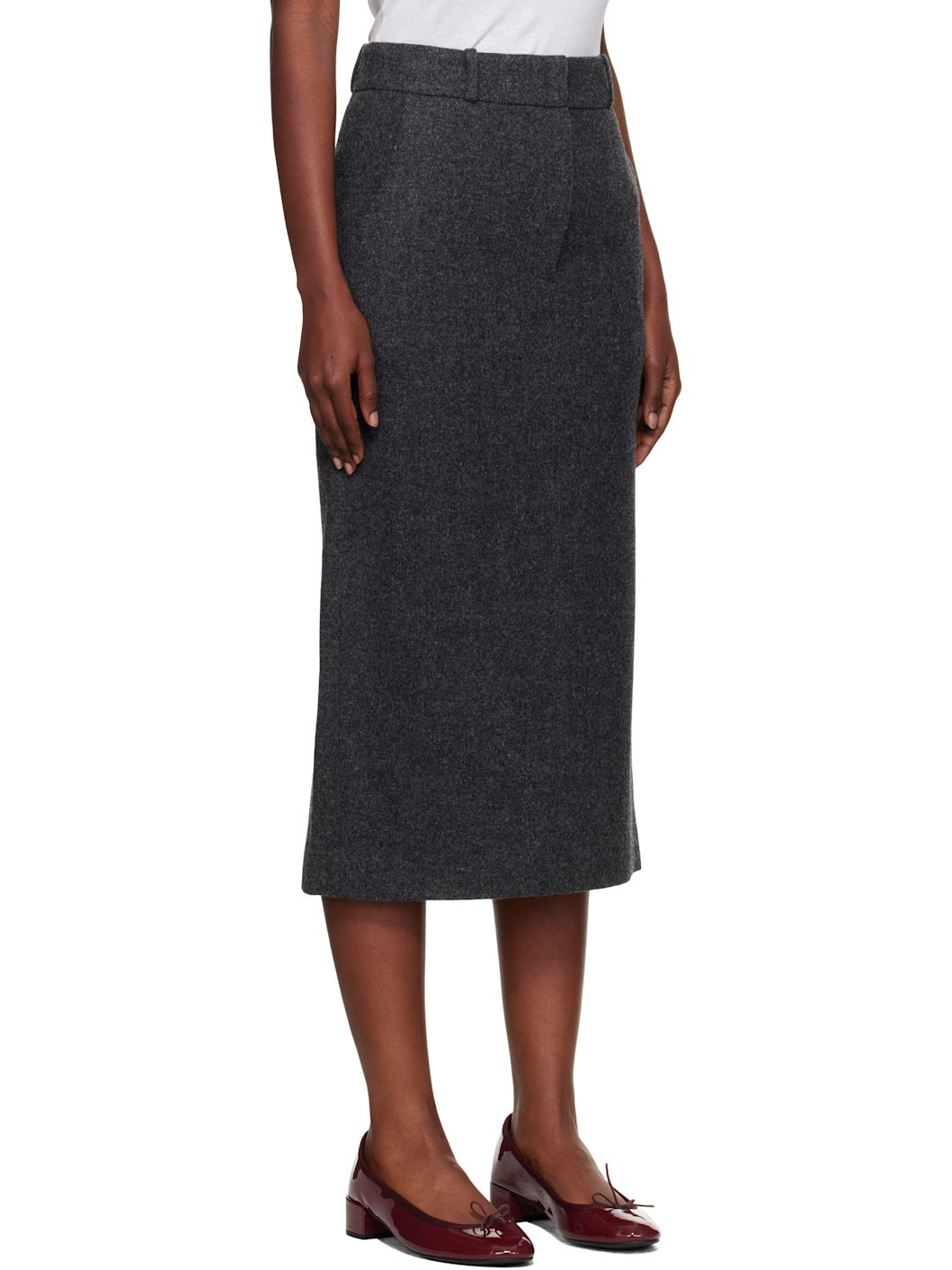 Gray Bany Wool Midi Skirt - 2