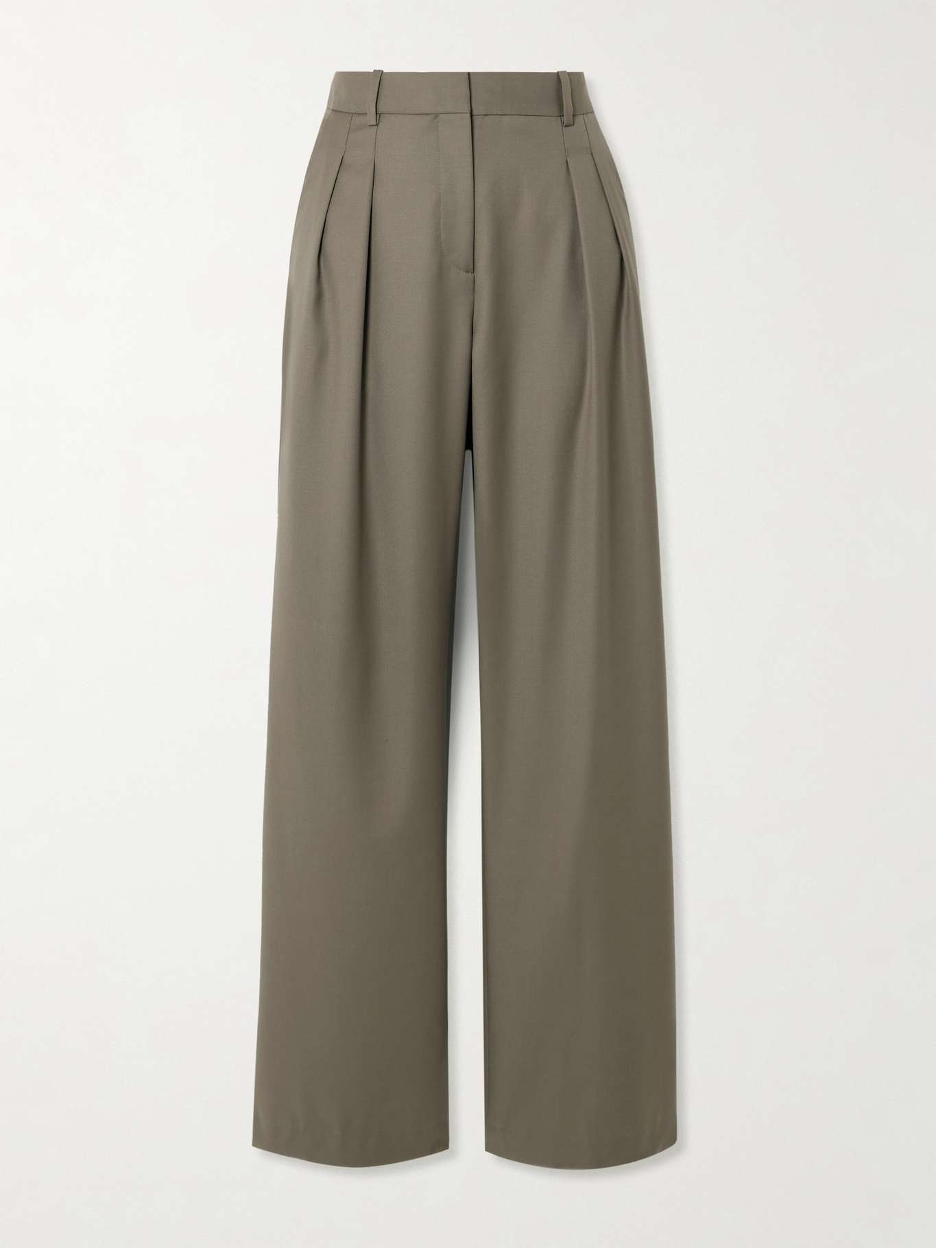 Sbiru pleated wool straight-leg pants Mushroom - 1