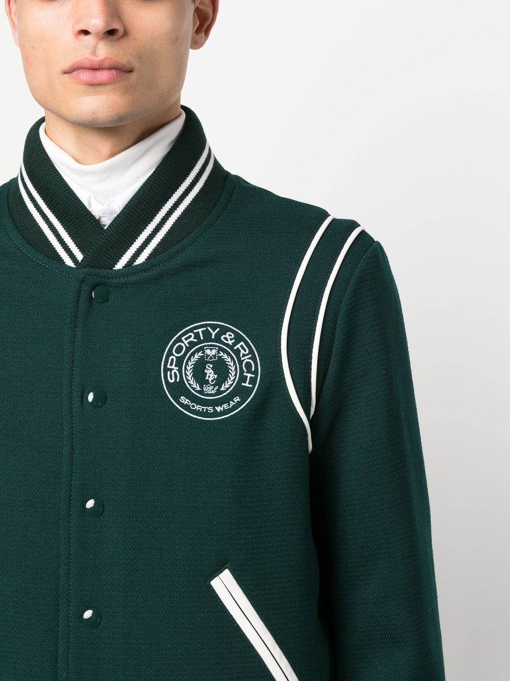 logo embroidered varsity jacket - 5