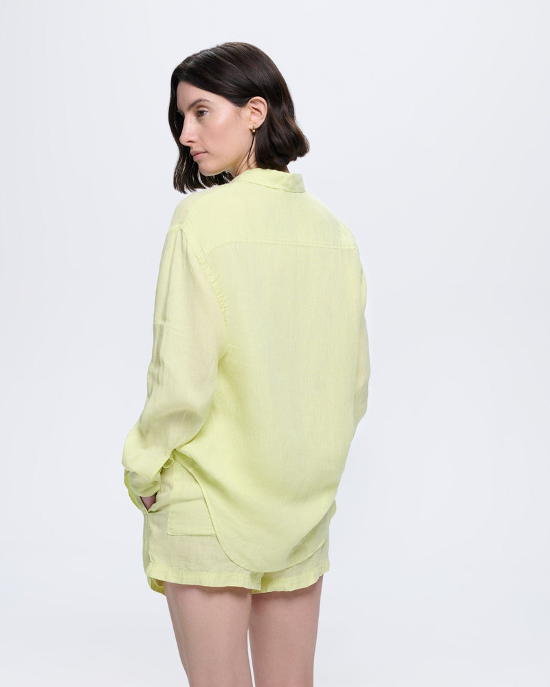 Womens Linen Overshirt - Soft Lime 5