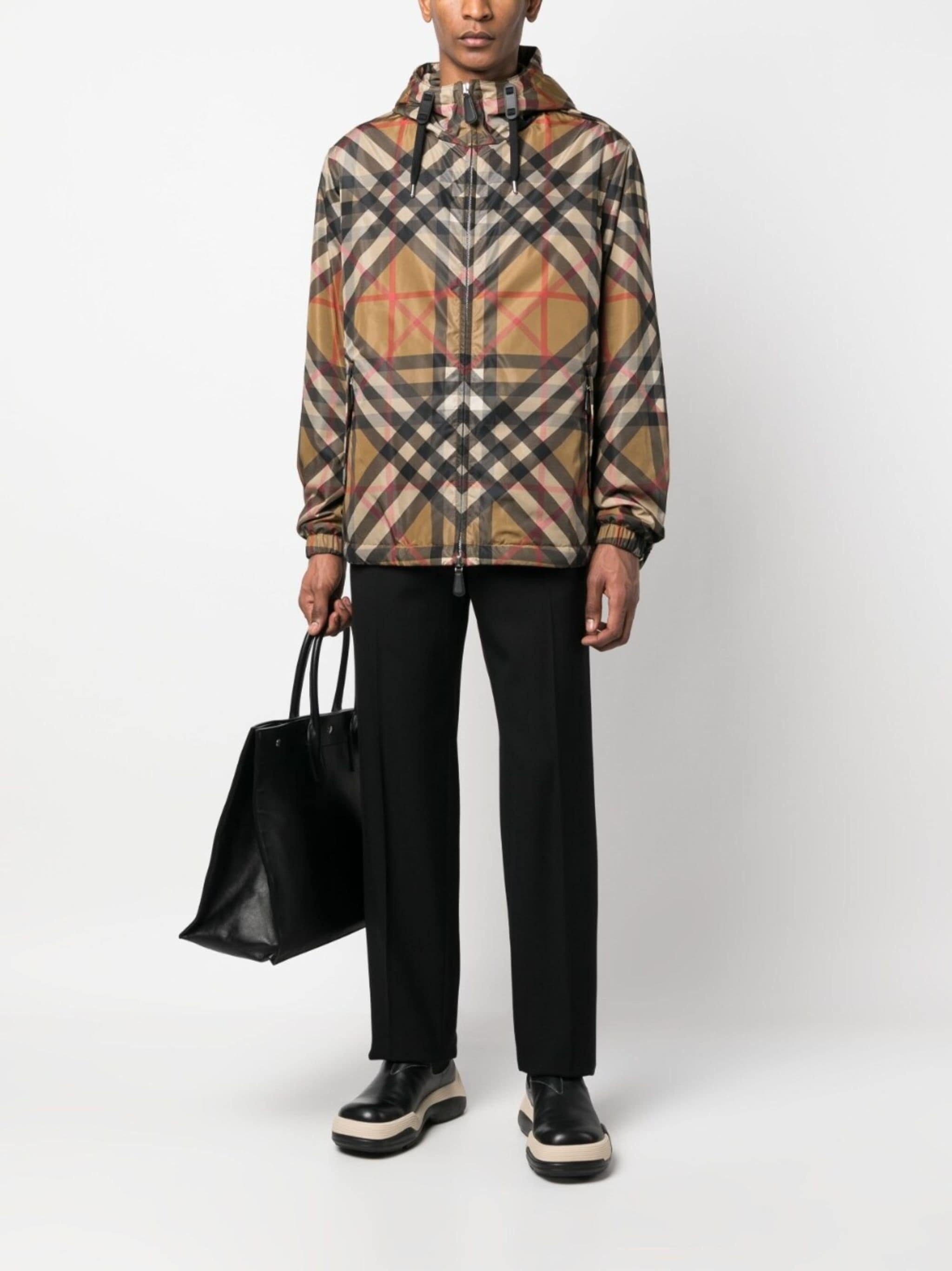 plaid drawstring hooded jacket - 2