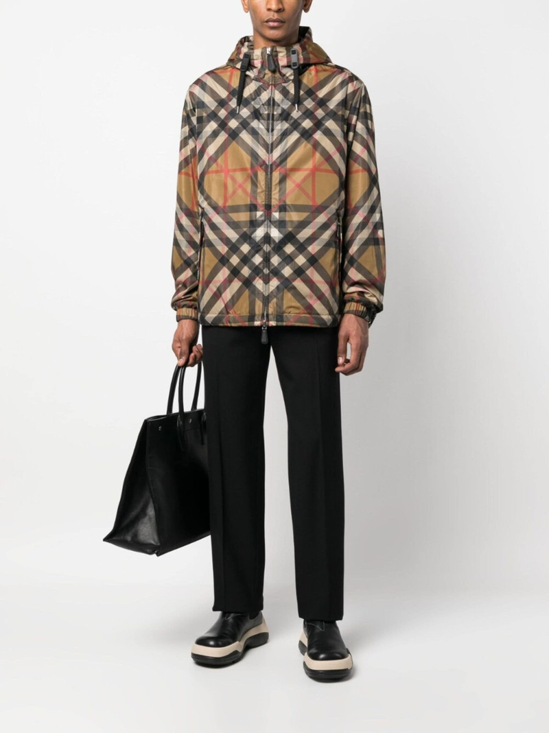 Burberry plaid drawstring hooded jacket outlook